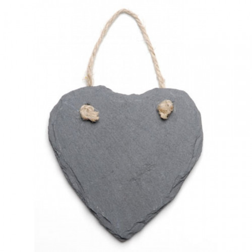 Slate Heart Ornament with Jute Hanger - 4.7" L x 4.7" W - $4.00